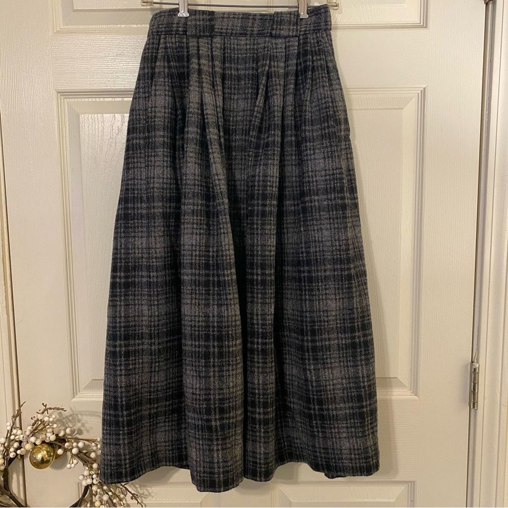 Ralph Lauren Black and Gray Plaid Maxi Skirt
